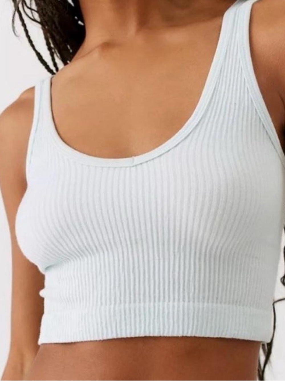 Urban Outfitters - Out From Under Ribbed Light Blue Tank Crop Top